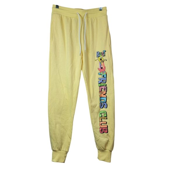 Nickelodeon Spongebob Squarepants Joggers Yellow XS Best Friends Club Sweatpants - Picture 1 of 8